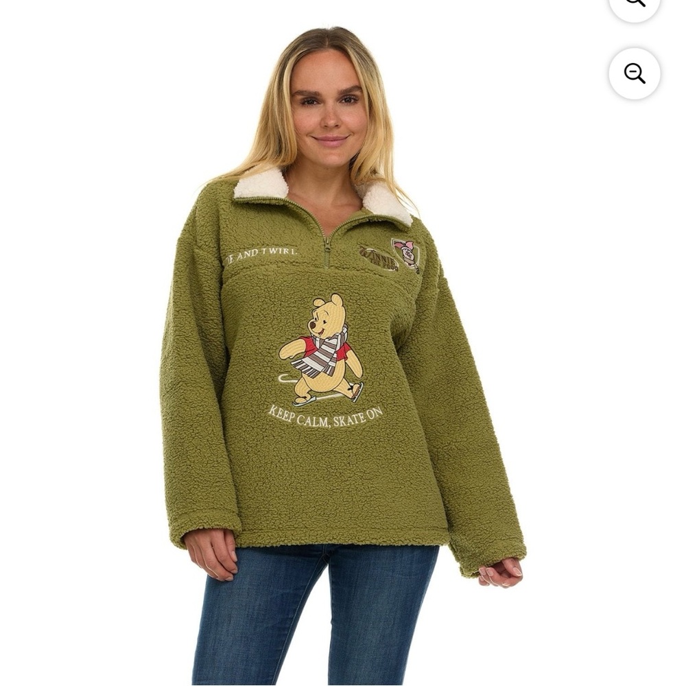 NEW Disney Winnie the Pooh Women’s Winter Sherpa Sweater - Picture 7 of 13
